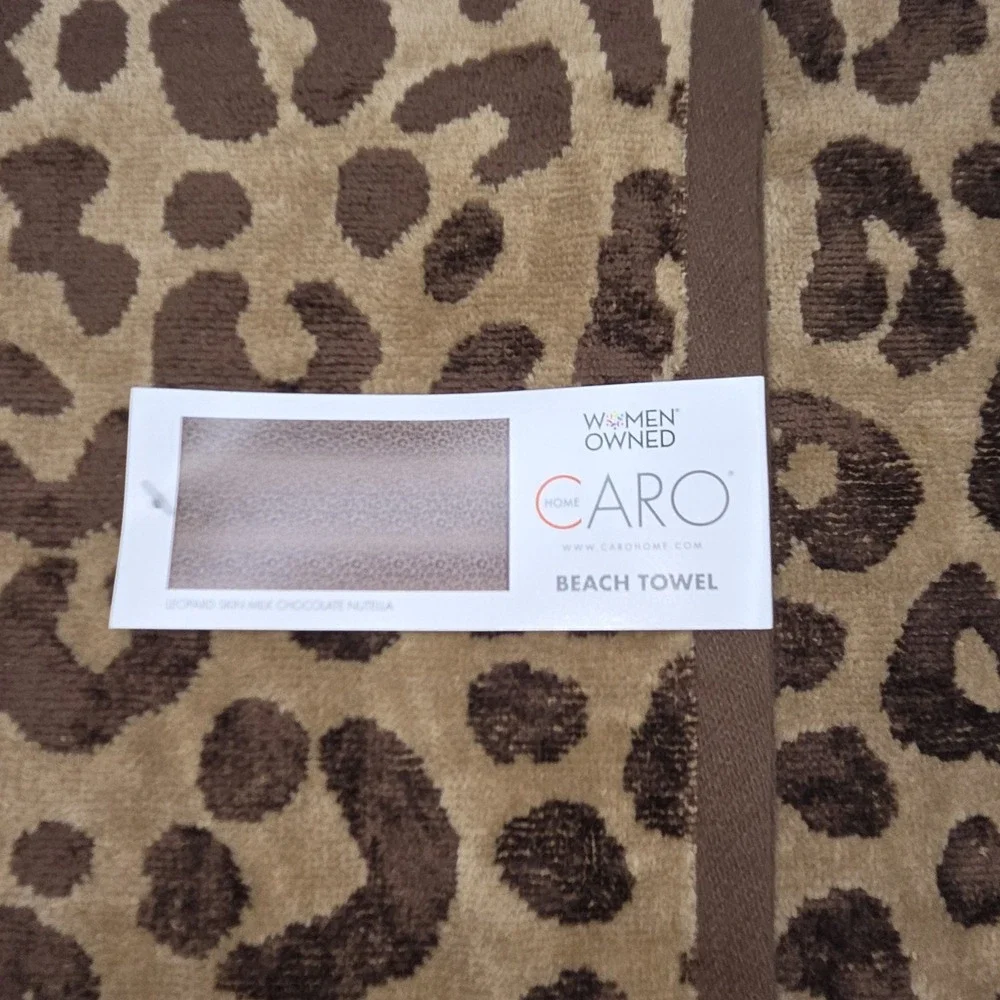Caro Home Leopard Print Beach Towel Absorbent Tan Brown Quick Dry 36x68 Pool Spa